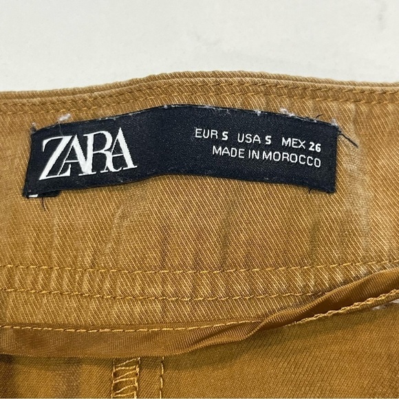 Zara Mustard Pleated High Waisted Trouser Shorts Small - Picture 5 of 9